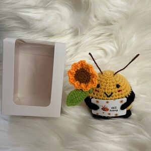 Crocheted Bee with Sunflower Handmade